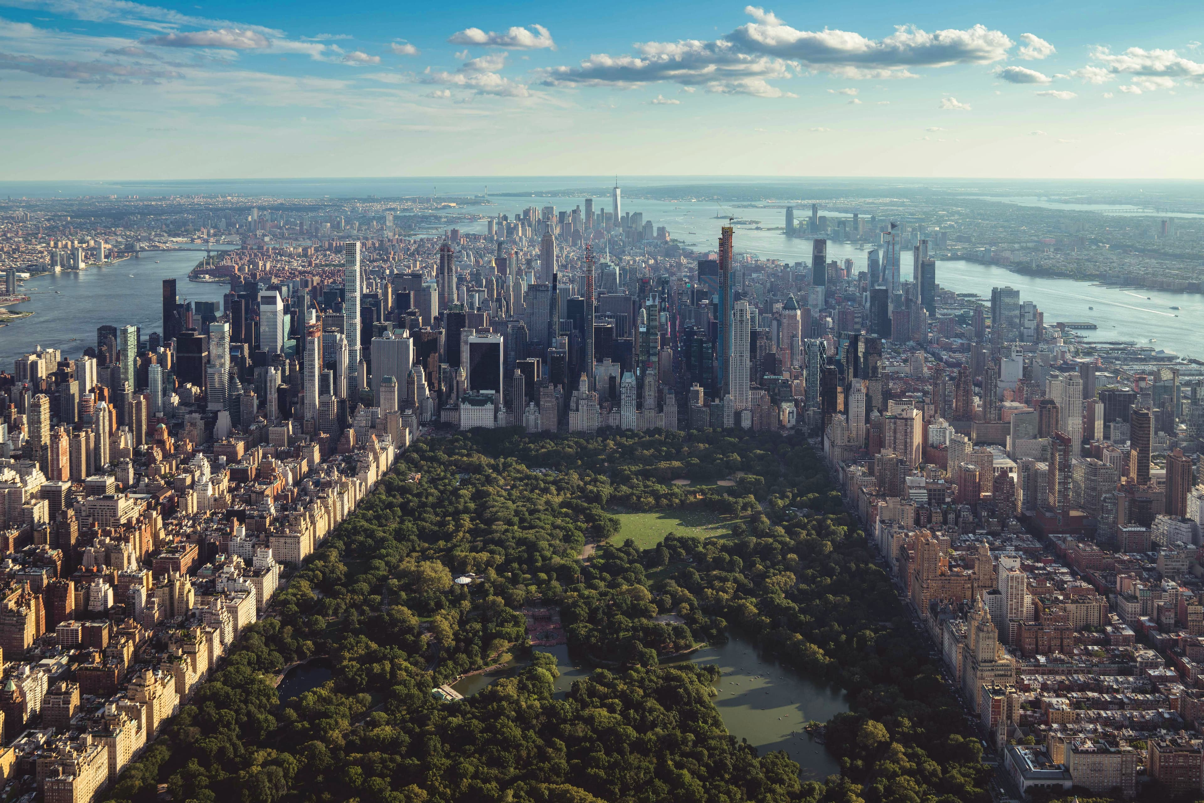 Aerial view of Manhattan with Central Park and the Midtown skyline